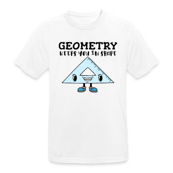 Smiling Triangle Ruler - Fun Geometry Character - Men's Breathable T-Shirt - white - Front - AI Model Male 185 dark (185cm)