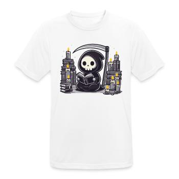 Grim Reaper Bookworm with Scythe - Men's Breathable T-Shirt - white - Front - AI Model Male 185 dark (185cm)