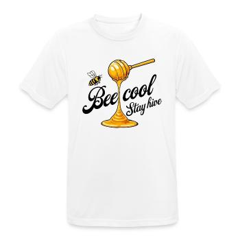 Motif Abeilles et Miel - Bee Cool Stay Hive - T-shirt respirant Homme - blanc - Devant - AI Model Male 185 dark (185cm)