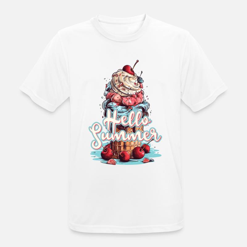 Hello Summer Eis Eiscreme Eisdiele - Männer T-Shirt atmungsaktiv - Weiß