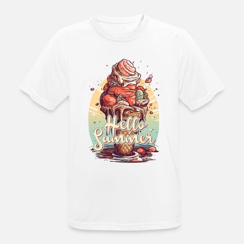 Hello Summer Eis Eiscreme Eisdiele - Männer T-Shirt atmungsaktiv - Weiß