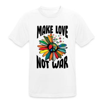 Make Love Not War Flower Power Hippie - Men's Breathable T-Shirt - white - Front - AI Model Male 185 dark (185cm)
