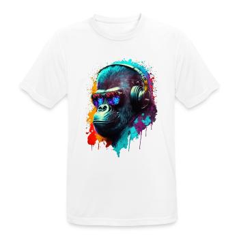 Gorilla Affe DJ Kopfhörer Sonnenbrille Club Musik - Männer T-Shirt atmungsaktiv - Weiß - Vorne - AI Model Male 185 dark (185cm)