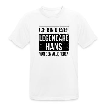 Je suis cette légende pour Hans - T-shirt respirant Homme - blanc - Devant - AI Model Male 185 dark (185cm)