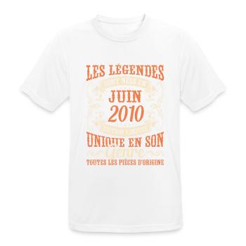 Juin 2010 Anniversaire Idée Cadeau Vintage Légende - T-shirt respirant Homme - blanc - Devant - AI Model Male 185 dark (185cm)