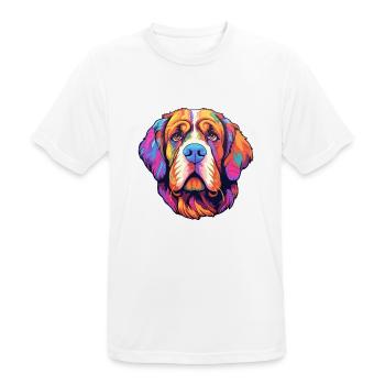 St Bernard Dog Breed Cartoon Kawaii Illustration - Men's Breathable T-Shirt - white - Front - AI Model Male 185 dark (185cm)