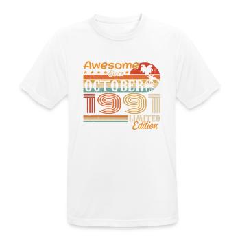 Millésime d’octobre 1991 - Octobre 1991 - T-shirt respirant Homme - blanc - Devant - AI Model Male 185 dark (185cm)