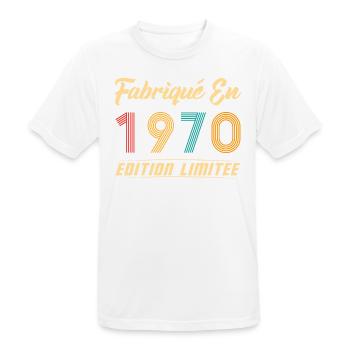 Fabriqué en 1970 Vintage cadeau d'anniversaire - T-shirt respirant Homme - blanc - Devant - AI Model Male 185 dark (185cm)