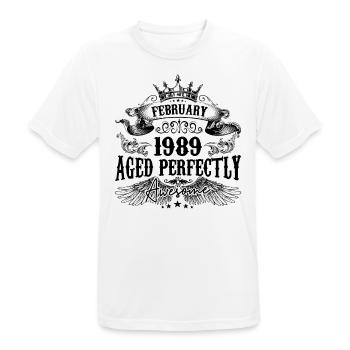 1989 | Februar Aged Perfectly 1989 Geburtstagsgeschenk - Männer T-Shirt atmungsaktiv - Weiß - Vorne - AI Model Male 185 dark (185cm)