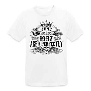 1957 | June Aged Perfectly 1957 Geburtstagsgeschenk - Männer T-Shirt atmungsaktiv - Weiß - Vorne - AI Model Male 185 dark (185cm)