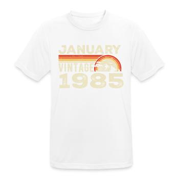 Janvier 1985 Vintage Anniversaire 1985, Né en 1985 - T-shirt respirant Homme - blanc - Devant - AI Model Male 185 dark (185cm)