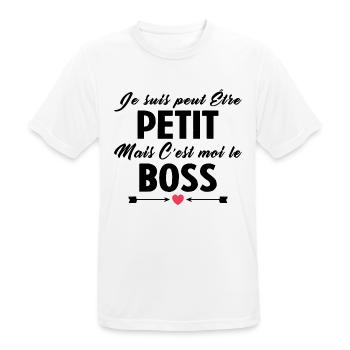 C'est Moi Le Boss Cadeau Bébé Garçon Humour - T-shirt respirant Homme - blanc - Devant - AI Model Male 185 dark (185cm)