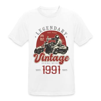 1991 anniversary motorcycle biker vintage years - Men's Breathable T-Shirt - white - Front - AI Model Male 185 dark (185cm)