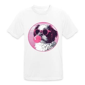 Lunettes de soleil Shi tzu Rose Bubblegum - T-shirt respirant Homme - blanc - Devant - AI Model Male 185 dark (185cm)