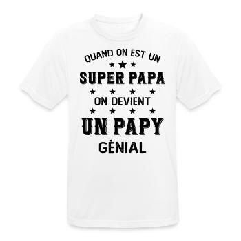 Un Super Papa On Devient Un Papy Génial - T-shirt respirant Homme - blanc - Devant - AI Model Male 185 dark (185cm)
