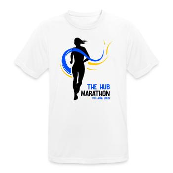 Marathon April 17, 2023 at the Hub of the Universe - Men's Breathable T-Shirt - white - Front - AI Model Male 185 dark (185cm)