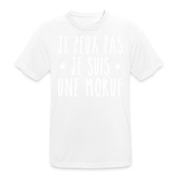 je peux pas je suis une morue - T-shirt respirant Homme - blanc - Devant - AI Model Male 185 dark (185cm)