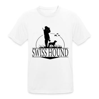SWISS HOUND Jagdhunderasse Jäger Jagdhund Wilsigns - Männer T-Shirt atmungsaktiv - Weiß - Vorne - AI Model Male 185 dark (185cm)