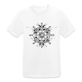 Steuerrad Boot Kapitän - Männer T-Shirt atmungsaktiv - Weiß - Vorne - AI Model Male 185 dark (185cm)