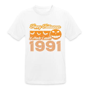 Halloween Pumpkin Birthday Year of Construction 1991 Vintage - Men's Breathable T-Shirt - white - Front - AI Model Male 185 dark (185cm)