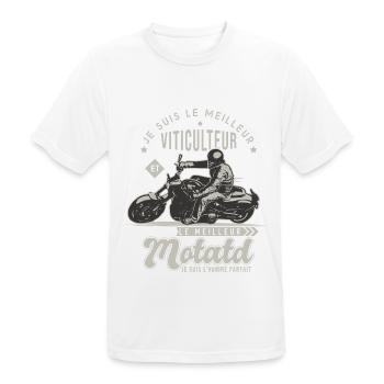 Motard le meilleur viticulteur cadeau vigneron - T-shirt respirant Homme - blanc - Devant - AI Model Male 185 dark (185cm)