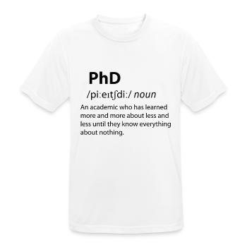 PhD Funny Dictionary Definition - Men's Breathable T-Shirt - white - Front - AI Model Male 185 dark (185cm)
