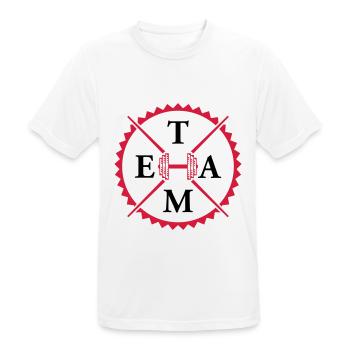 dumbbell gym team - Men's Breathable T-Shirt - white - Front - AI Model Male 185 dark (185cm)