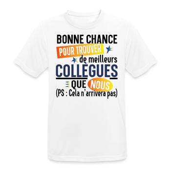 Collègue Retraite Cadeau Départ Retraité Humour - T-shirt respirant Homme - blanc - Devant - AI Model Male 185 dark (185cm)