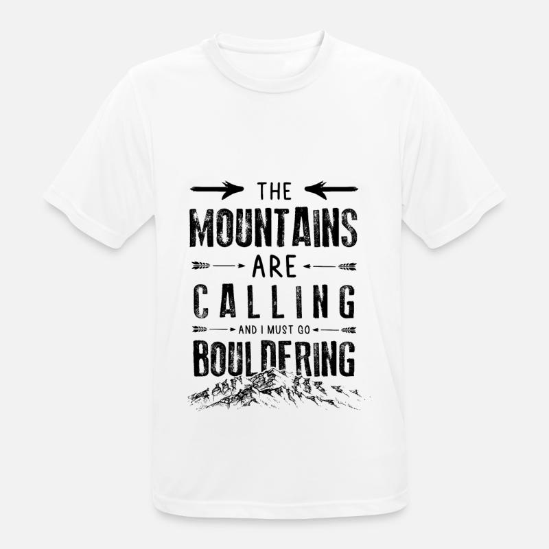 Mountains Calling Bouldering Eisklettern - Männer T-Shirt atmungsaktiv - Weiß