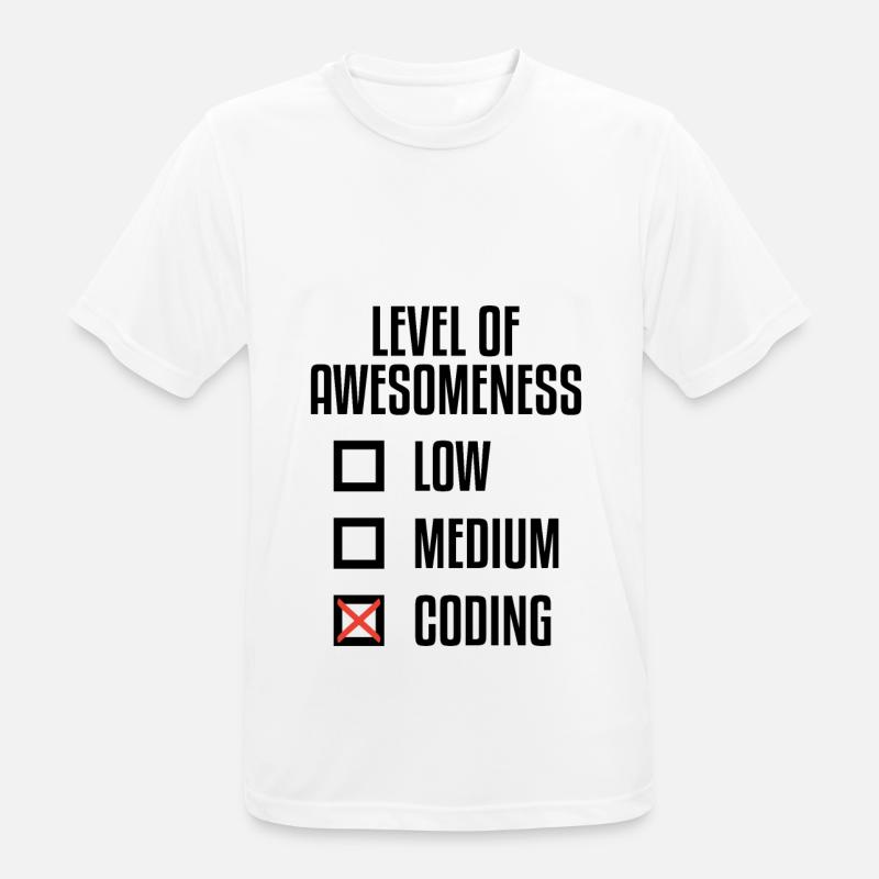 Level Of Awesomeness Low Medium Coding Programming - Männer T-Shirt atmungsaktiv - Weiß