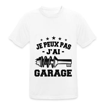 Je Peux Pas J'Ai Garage - T-shirt respirant Homme - blanc - Devant - AI Model Male 185 dark (185cm)