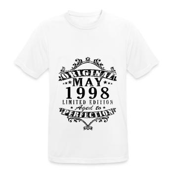Geschenkidee Mai 1998 - Männer T-Shirt atmungsaktiv - Weiß - Vorne - AI Model Male 185 dark (185cm)