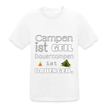 Camping - Campen - Dauercamping Shirt - Männer T-Shirt atmungsaktiv - Weiß - Vorne - AI Model Male 185 dark (185cm)