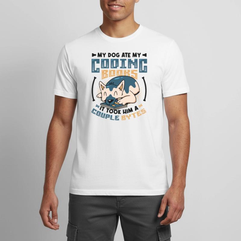 Dog Bytes Code Computer Joke Programming Men's Breathable T-Shirt