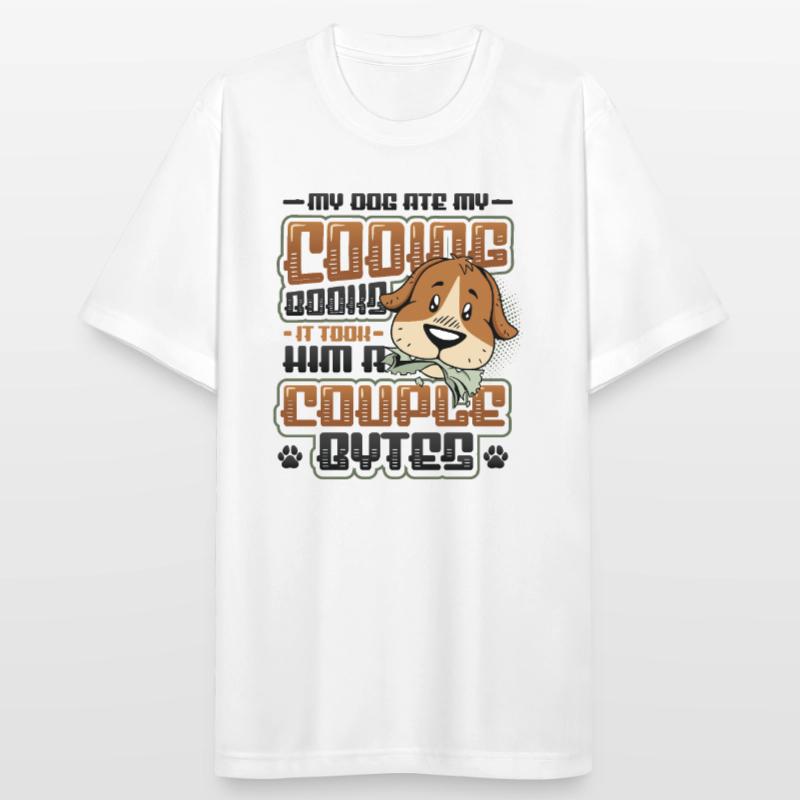 Dog Bytes Code Computer Joke Programming Men's Breathable T-Shirt