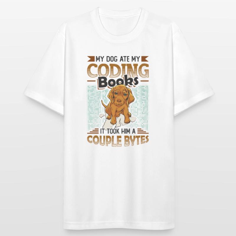 Dog Bytes Code Computer Joke Programmation T-shirt respirant Homme