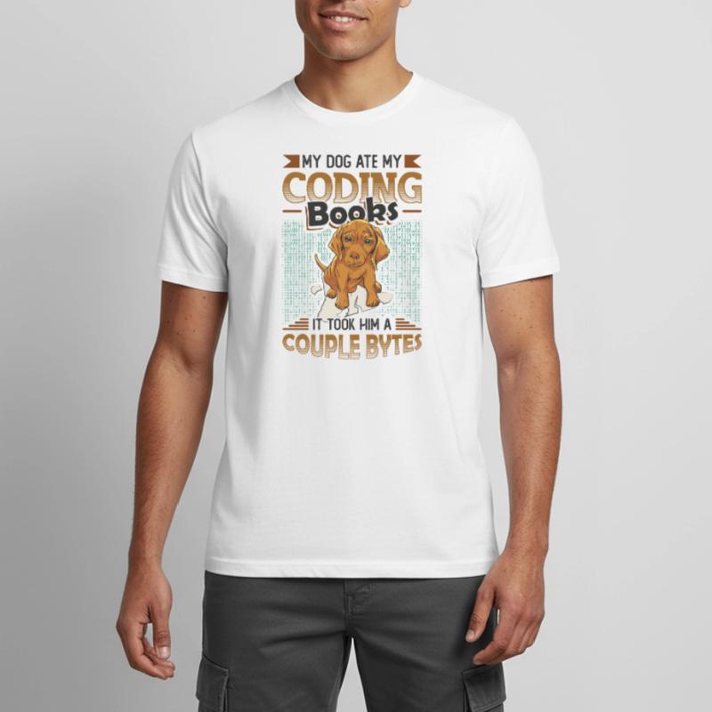 Dog Bytes Code Computer Joke Programming Men's Breathable T-Shirt
