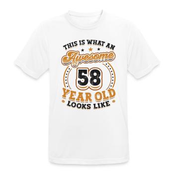 This is what a great 58-year-old looks like. - Men's Breathable T-Shirt - white - Front - AI Model Male 185 dark (185cm)