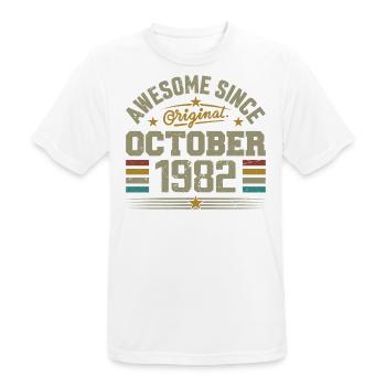 Né en Octobre 1982 | Anniversaire Octobre 1982 - T-shirt respirant Homme - blanc - Devant - AI Model Male 185 dark (185cm)