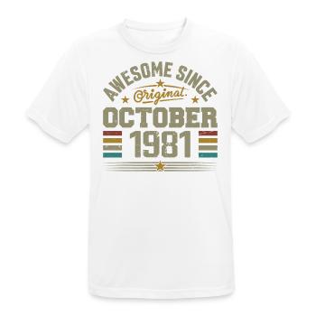 Born in October 1981 | Birthday October 1981 - Men's Breathable T-Shirt - white - Front - AI Model Male 185 dark (185cm)