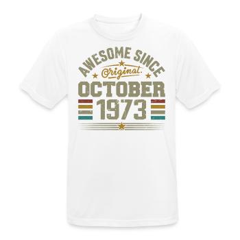 Born in October 1973 | Birthday October 1973 - Men's Breathable T-Shirt - white - Front - AI Model Male 185 dark (185cm)