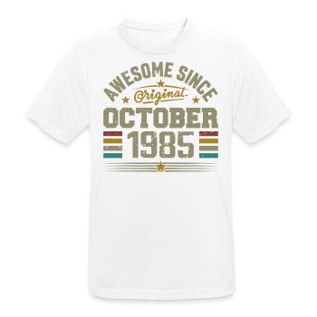 Geboren im Oktober 1985 | Geburtstag Oktober 1985 - Männer T-Shirt atmungsaktiv - Weiß - Vorne - AI Model Male 185 dark (185cm)