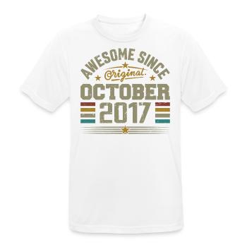 Né en Octobre 2017 | Anniversaire Octobre 2017 - T-shirt respirant Homme - blanc - Devant - AI Model Male 185 dark (185cm)