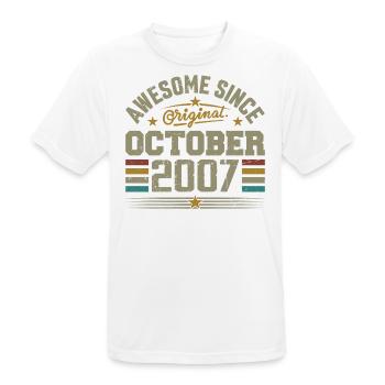 Born in October 2007 | Birthday October 2007 - Men's Breathable T-Shirt - white - Front - AI Model Male 185 dark (185cm)
