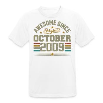 Born in October 2009 | Birthday October 2009 - Men's Breathable T-Shirt - white - Front - AI Model Male 185 dark (185cm)
