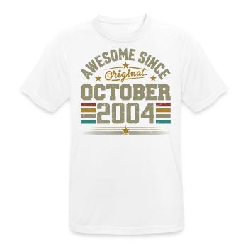Born in October 2004 | Birthday October 2004 - Men's Breathable T-Shirt - white - Front - AI Model Male 185 dark (185cm)