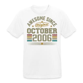 Born in October 2006 | Birthday October 2006 - Men's Breathable T-Shirt - white - Front - AI Model Male 185 dark (185cm)