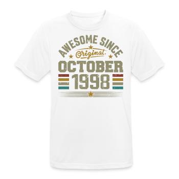 Born in October 1998 | Birthday October 1998 - Men's Breathable T-Shirt - white - Front - AI Model Male 185 dark (185cm)