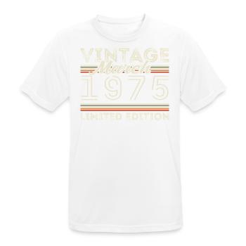 March 1975 Vintage 1975 Birthday Gift March - Men's Breathable T-Shirt - white - Front - AI Model Male 185 dark (185cm)