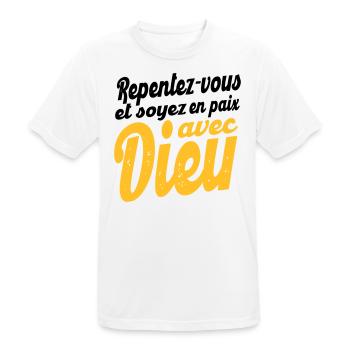 Soyez en paix avec Dieu - T-shirt respirant Homme - blanc - Devant - AI Model Male 185 dark (185cm)